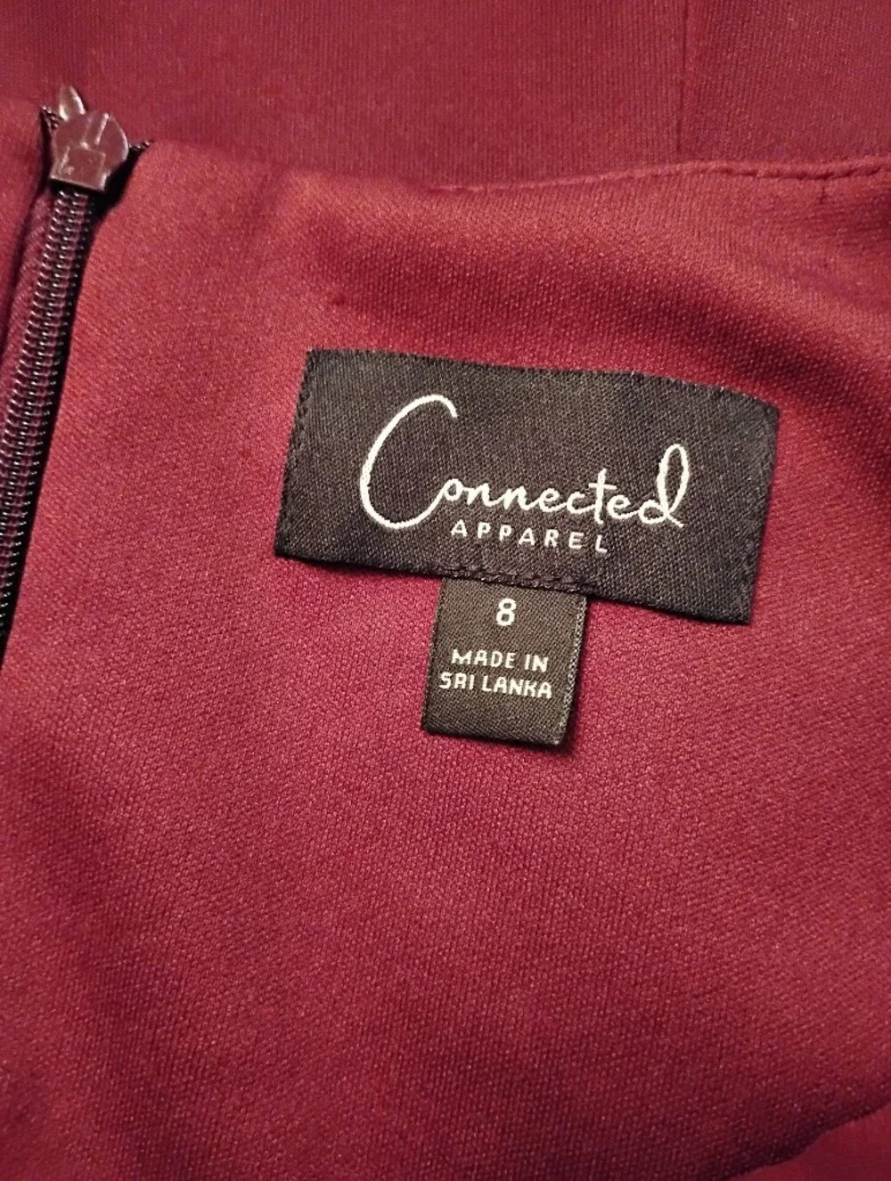 Connected‎ apparel Burgundy Lace-Front Midi Dress Size 8